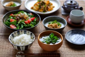 健康を意識した和食のイラスト